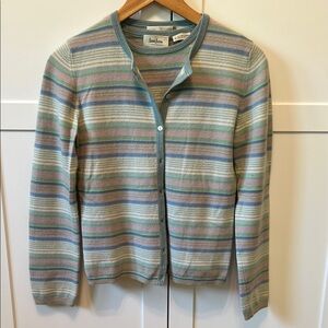 100% Cashmere Striped Sleeveless Top and Cardigan Set Neiman Marcus M